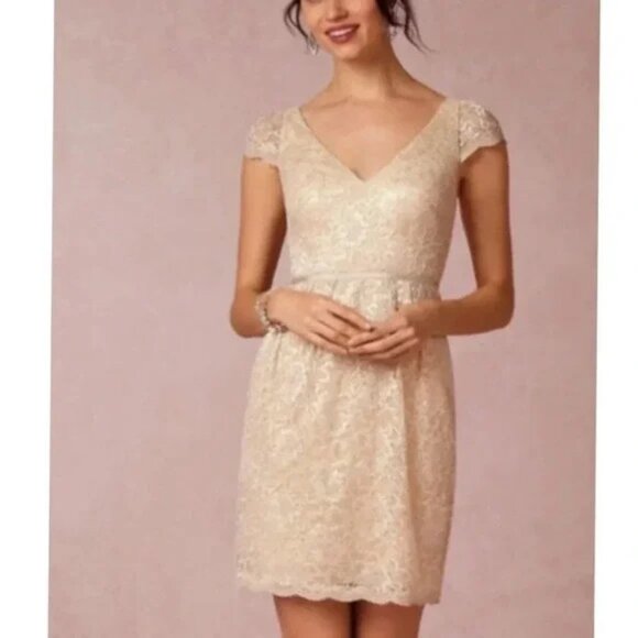 Jenny Yoo Collection Anthropologie BHLDN Beckett Lace Mini Dress.  SZ 4 - Picture 2 of 4